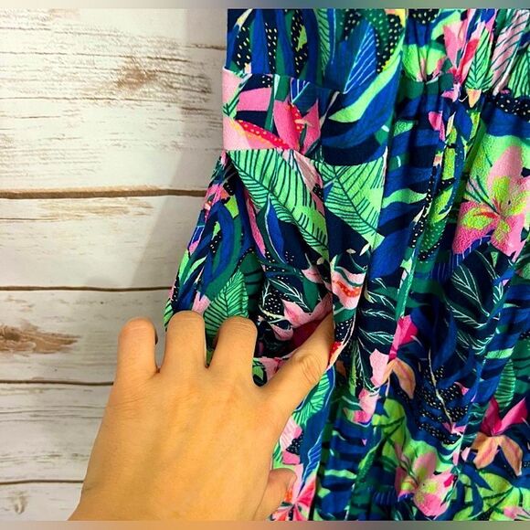 Loft Square Neck Tropical Floral Tank Cropped Wide Leg Jumpsuit Boho Cottagrcore - Picture 7 of 9